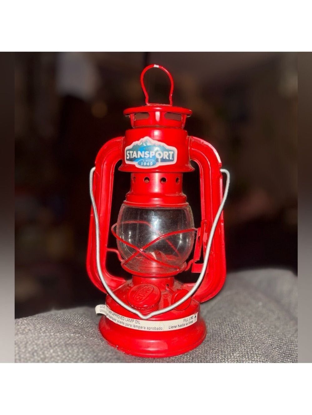 Cozy Campfire Glow • Red Stansport Lantern • Rustic Cabin • Hurricane Style - Picture 6 of 6